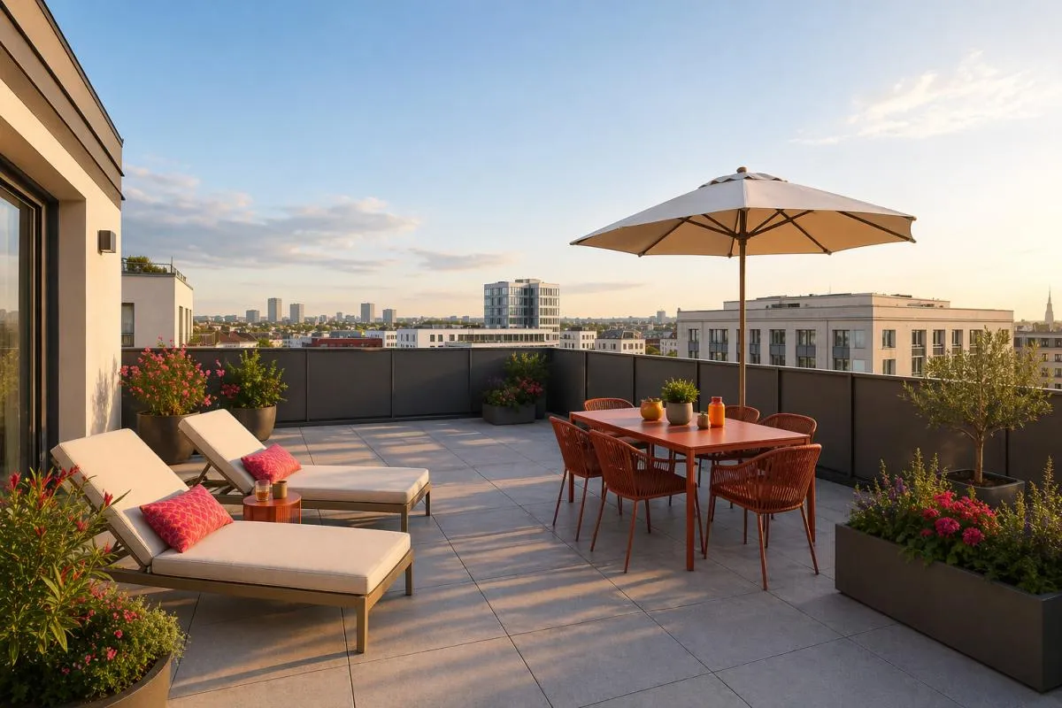 - T5 en DERNIER ETAGE avec GRANDE TERRASSE et PARKINGS, PROCHE TRANSPORTS -