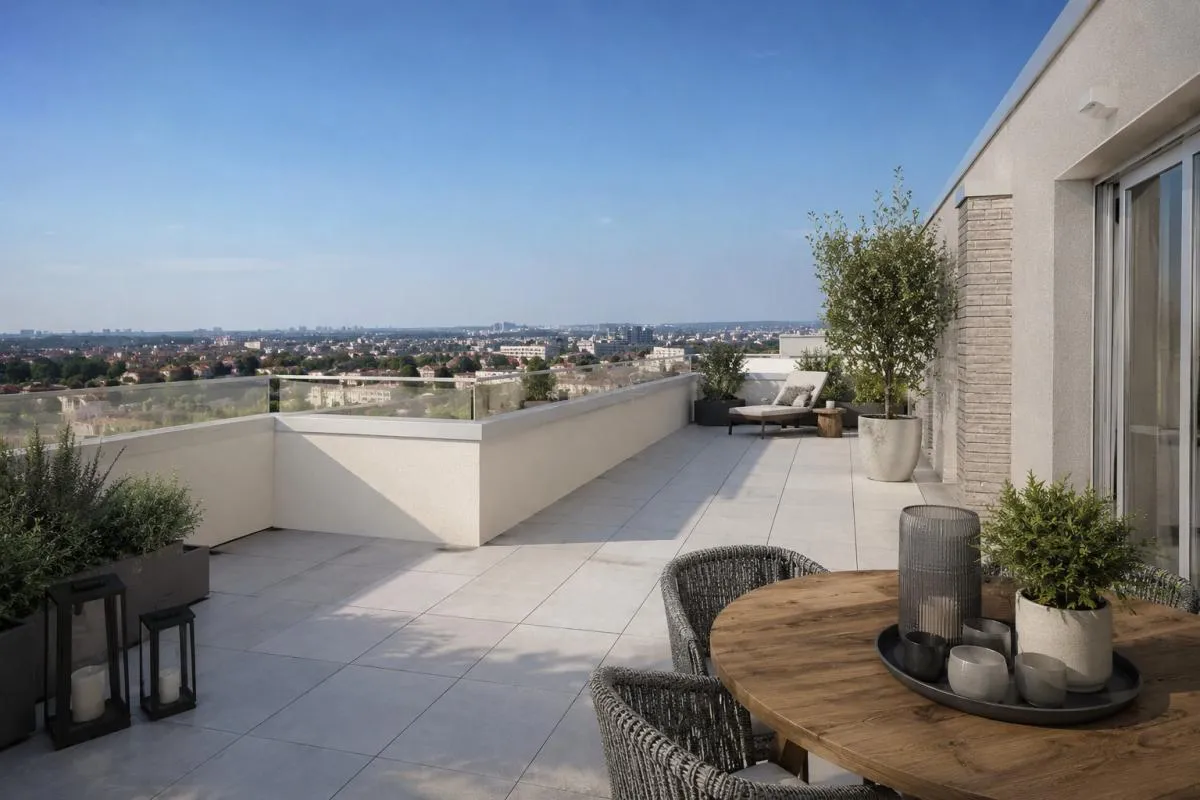 Quartier Lallier – 2 pièces au 10ᵉ étage avec Grande TERRASSE