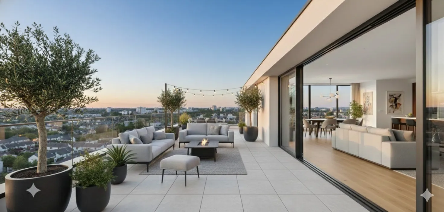 EXCEPTIONNEL – 5 pièces dernier étage - grande terrasse de 50 m2 exposition Sud-Est - 2 parking - Proche transport