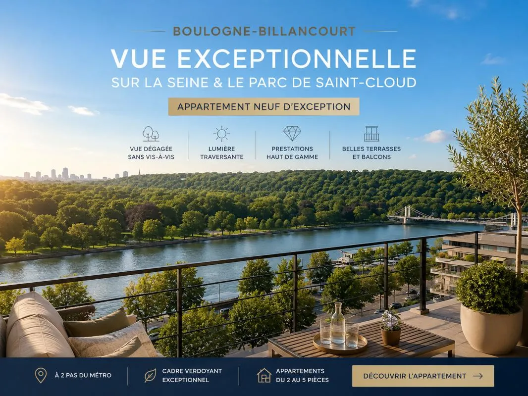 RARE T4 à proximité immédiate des transports avec vue sur la seine et le parc de Saint-Cloud !