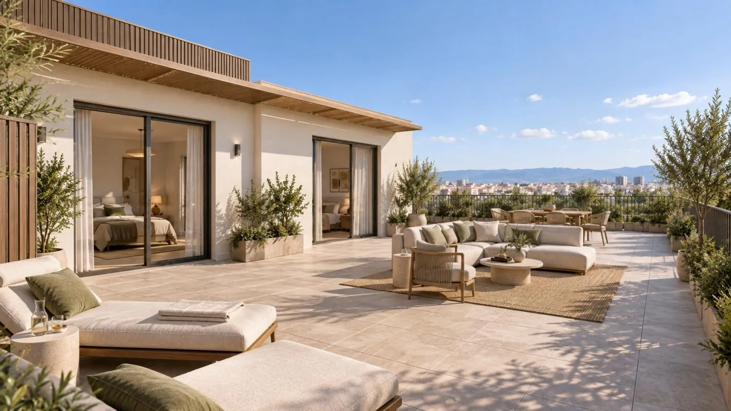 EXCEPTIONNEL DUPLEX DE 123 m² AVEC 126 m² DE TERRASSES AUX DERNIERS ÉTAGES