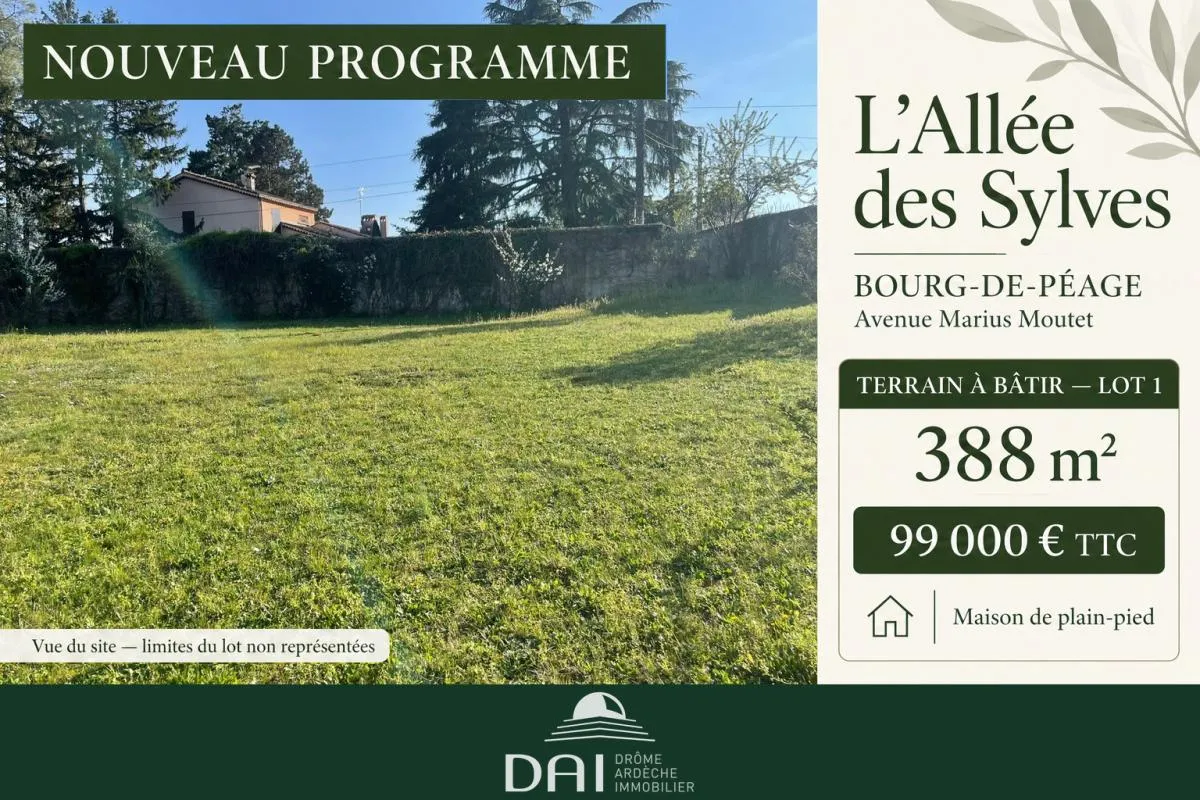 TERRAIN À BÂTIR 388 m² BOURG-DE-PÉAGE