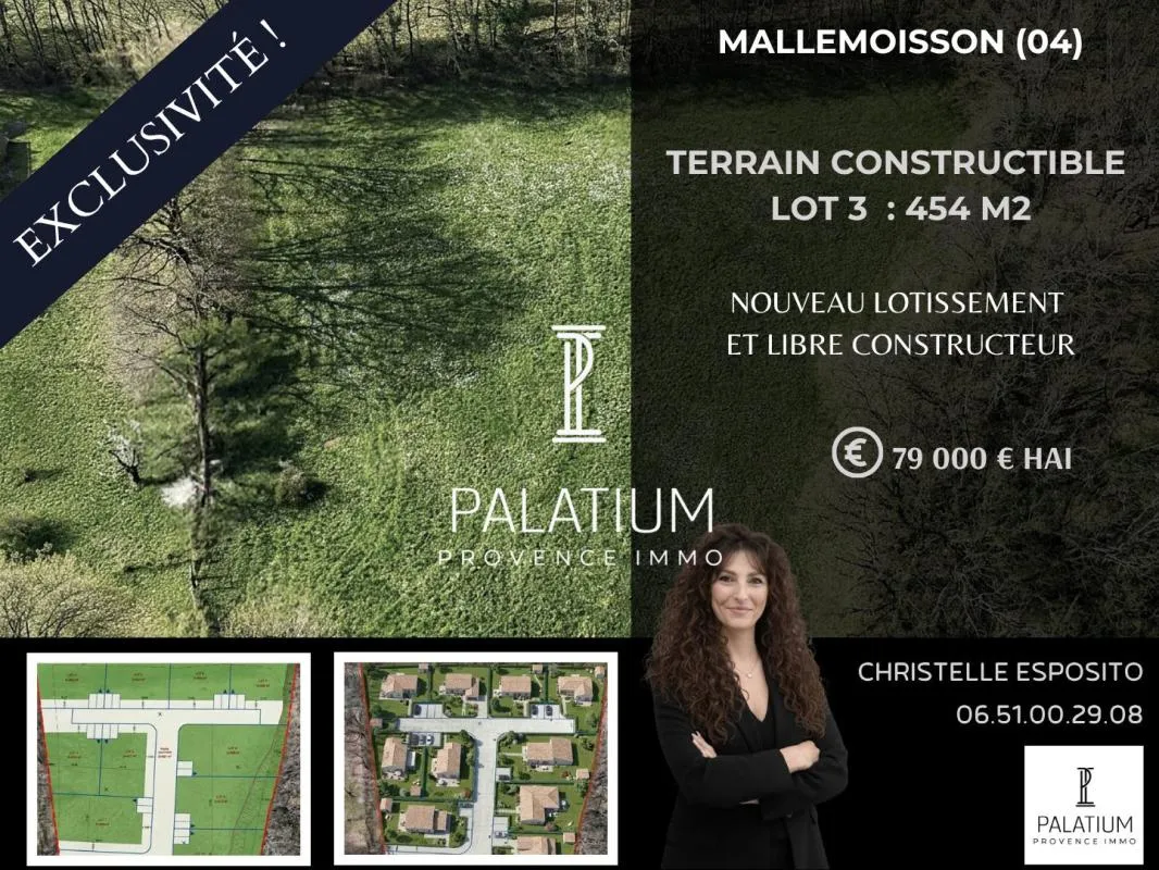 EXCLUSIVITE ! Terrain à bâtir prêt à construire de 454 m² – Mallemoisson