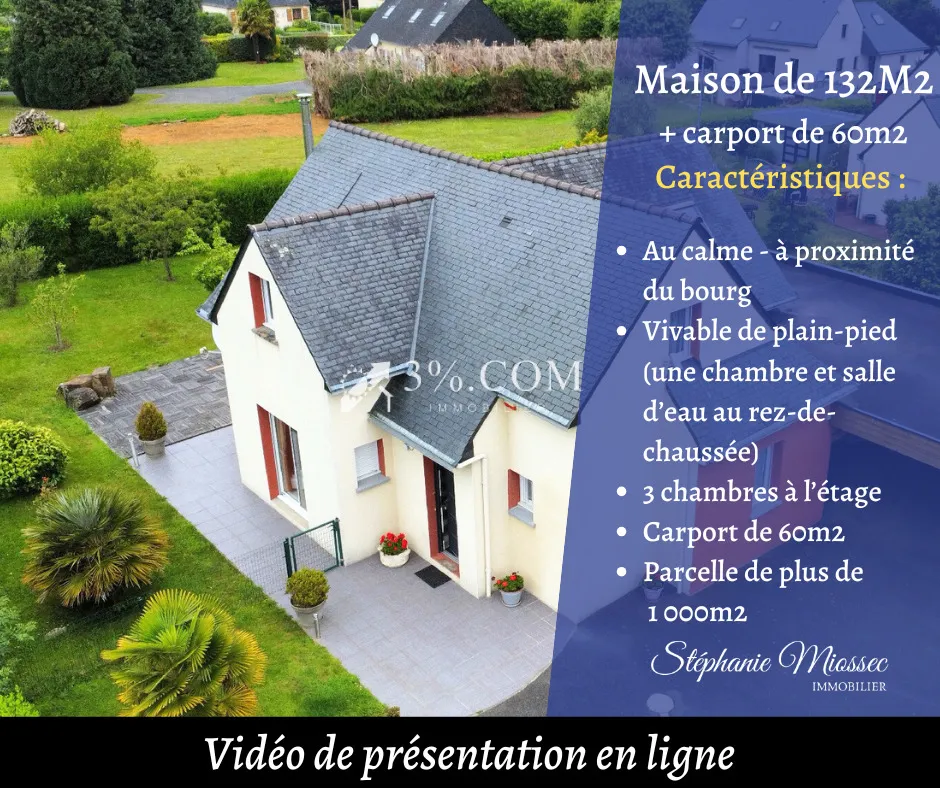 Tréguidel : charmante maison traditionnelle de 132 m2 sur un