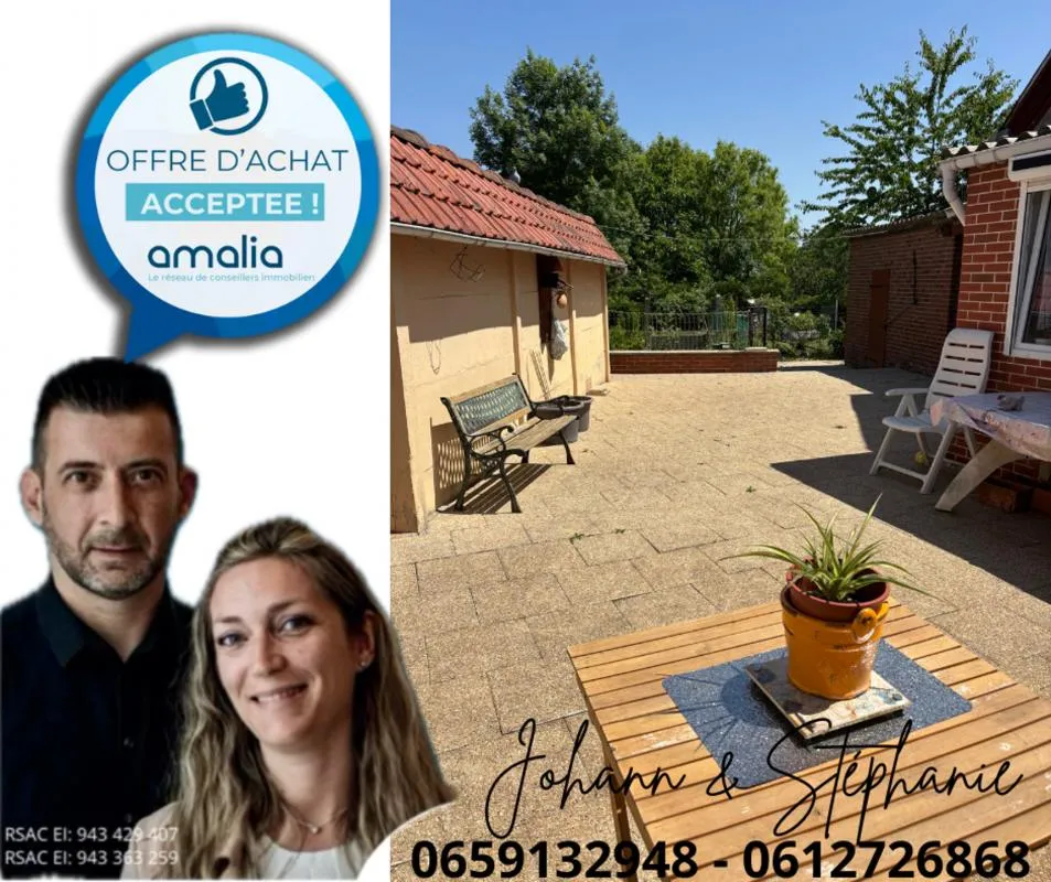 Maison de Village Bertry, séjour, salon, 3 chambres, bureau, terrasse jardin, garage 3 voitures, dépendances