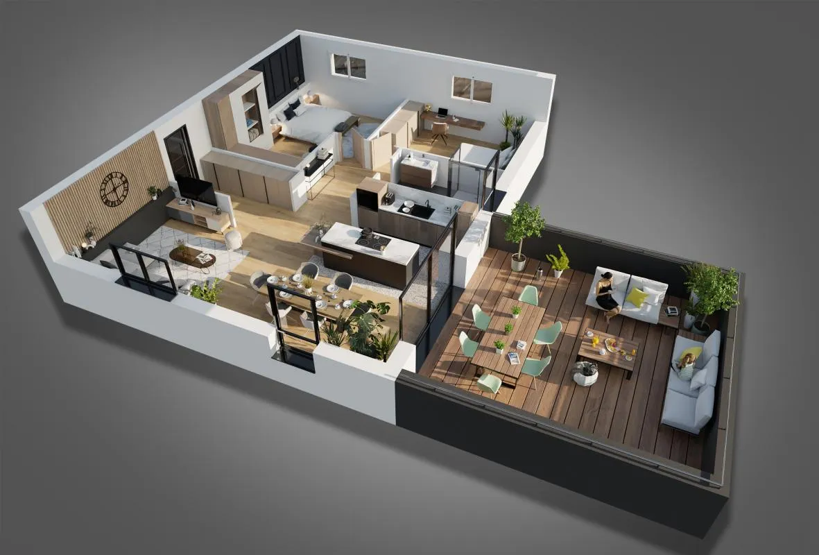 4 pièces avec grande terrasse ensoleillée de 32 m²