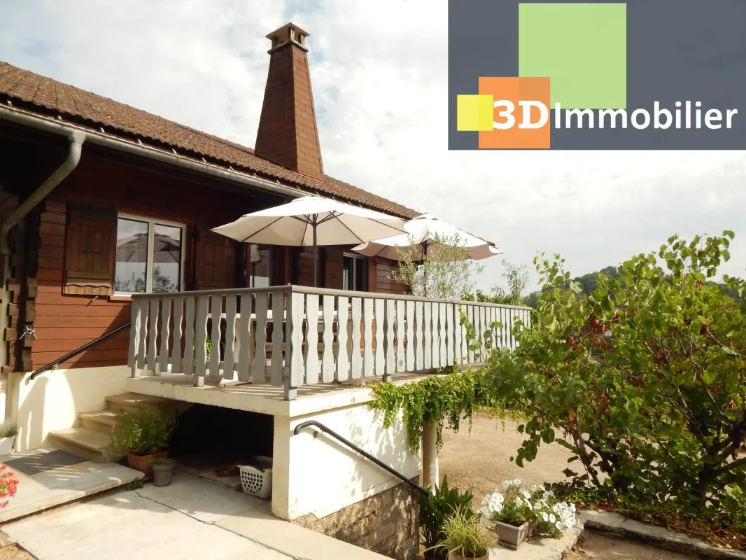 VENTE PÉRIPHÉRIE LONS-LE-SAUNIER (39), CHALET DES ROUSSES 120 M², 4 CHAMBRES, TERRAIN 2004 M² AVEC VUE DÉGAGÉE