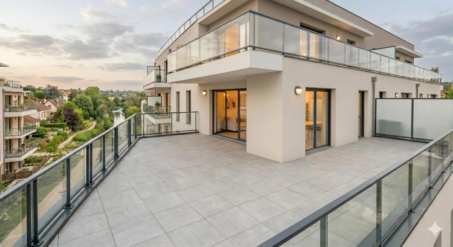 4 PIÈCES AVEC TERRASSE DE 26M2 + PARKING DANS BELLE RESIDENCE DE STANDING PROCHE TRANSPORTS