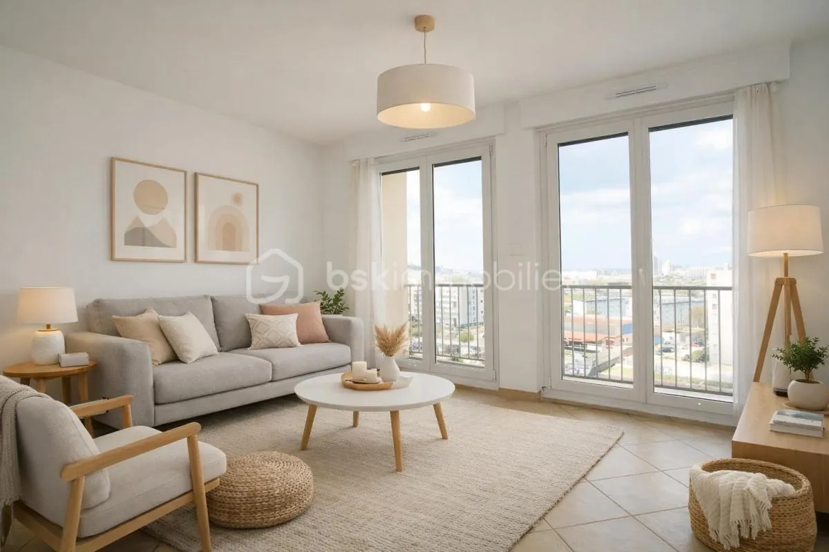 Marseille 10e – T3 rénové – 51 m² – 8e étage – Vue dégagée- Balcon – Cave