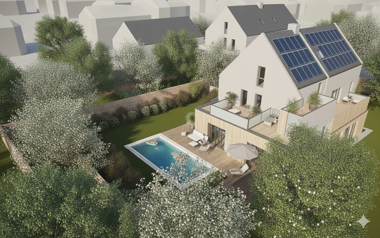 **RARE Maison NEUVE avec PISCINE + TERRASSES + JARDIN proche commodités**