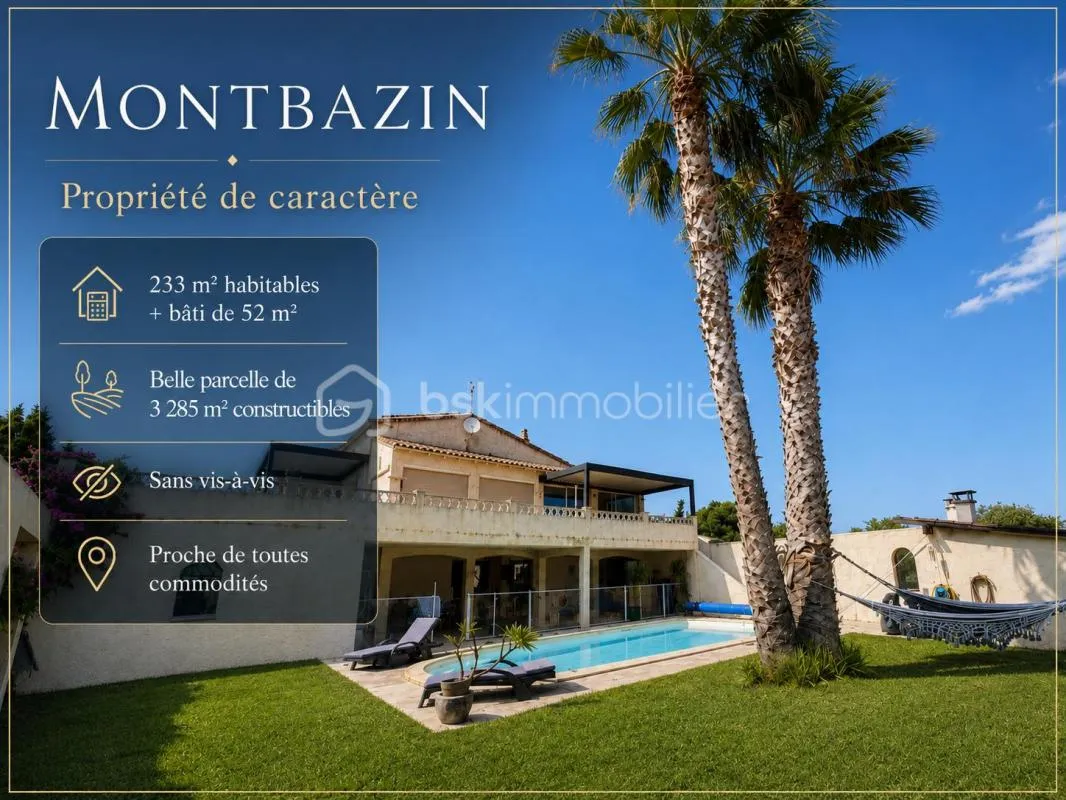 Montbazin à 20 min de Montpellier et Sète !!! – Propriété de caractère de 233 m² sur 3285 m² constructibles