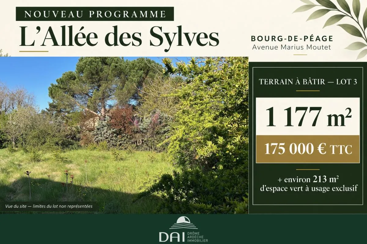 TERRAIN À BÂTIR 1 177m² BOURG-DE-PÉAGE
